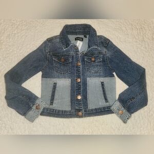 Denim Jean Jacket Girl's Sz 7 / 8 2-Toned Colorblock KIDPIK